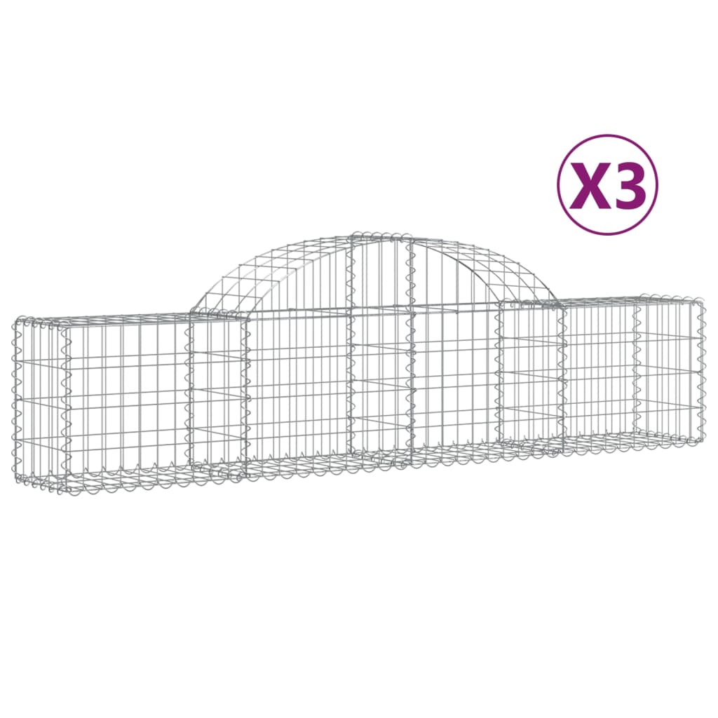 8720845566319_a_en_hd_1 vidaXL Arched Gabion Baskets 3 pcs 200x30x40/60 cm Galvanised Iron - Image 2
