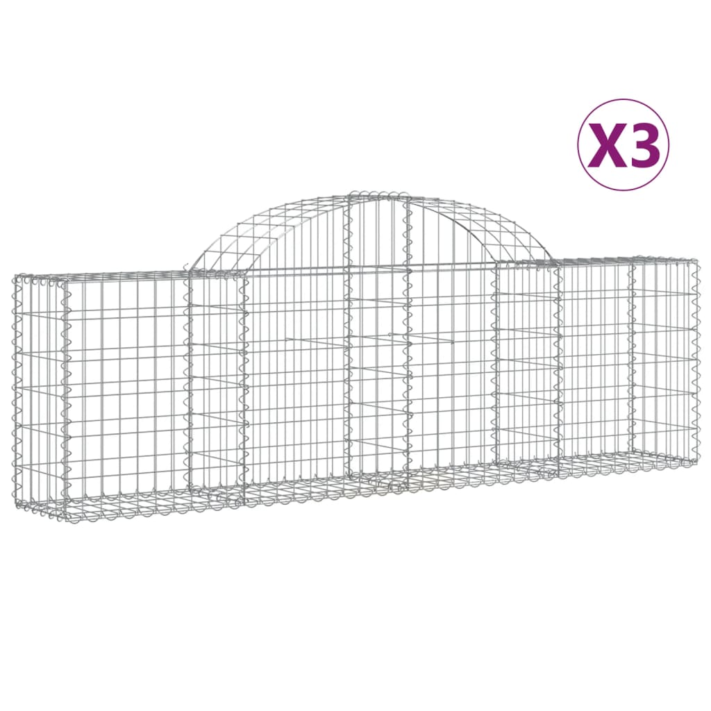 8720845566524_a_en_hd_1 vidaXL Arched Gabion Baskets 3 pcs 200x30x60/80 cm Galvanised Iron - Image 2