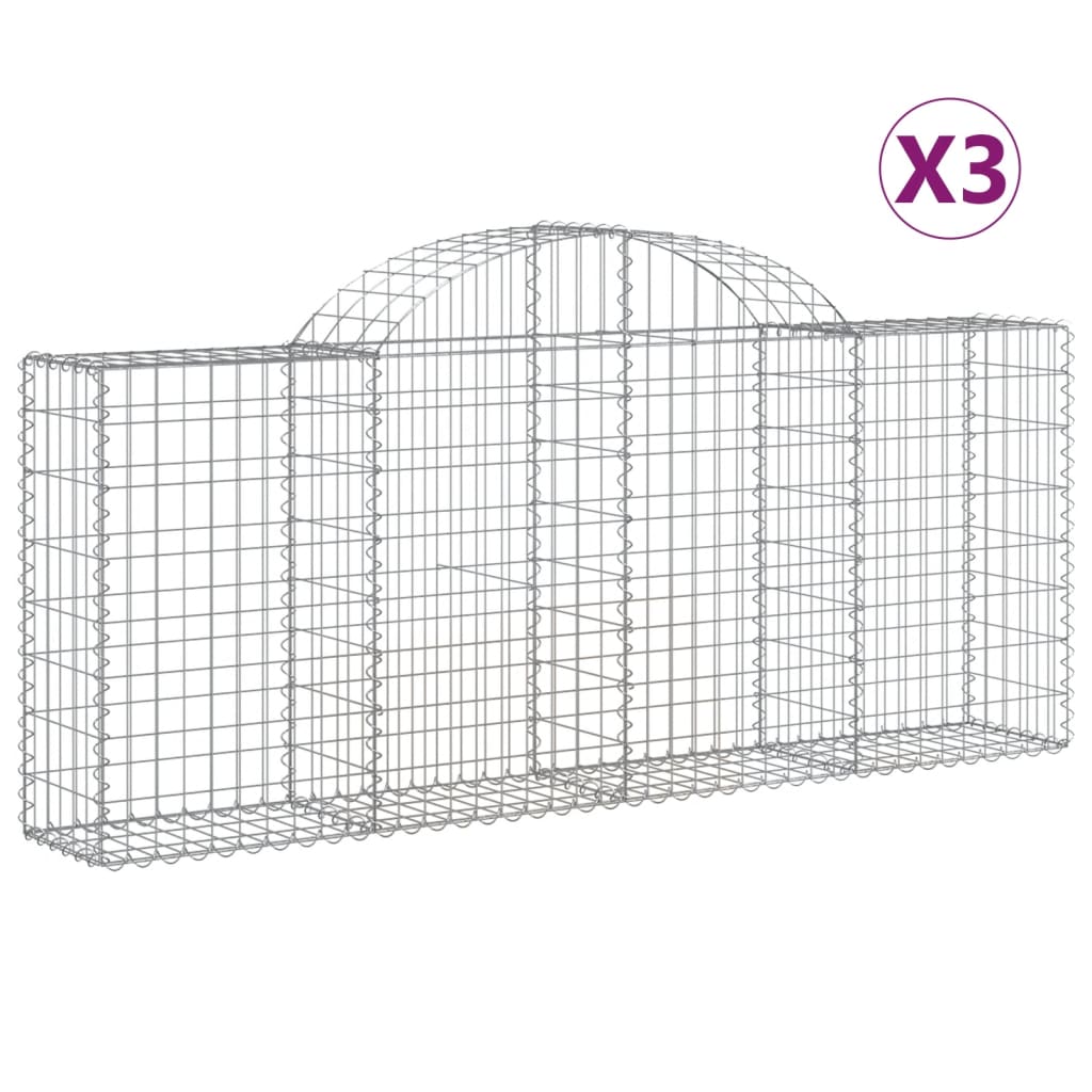 8720845566739_a_en_hd_1 vidaXL Arched Gabion Baskets 3 pcs 200x30x80/100 cm Galvanised Iron - Image 2