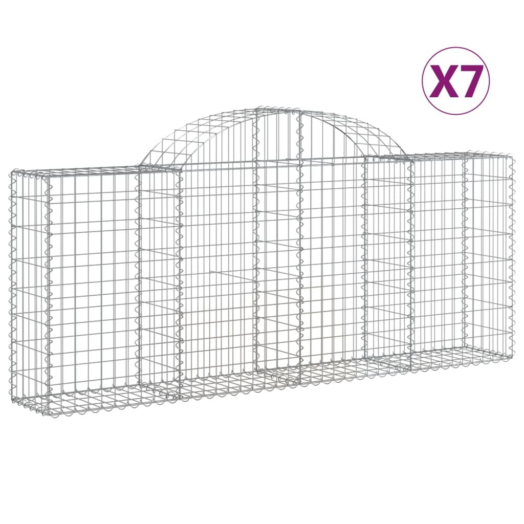 8720845566777_a_en_hd_1 vidaXL Arched Gabion Baskets 7 pcs 200x30x80/100 cm Galvanised Iron - Image 2