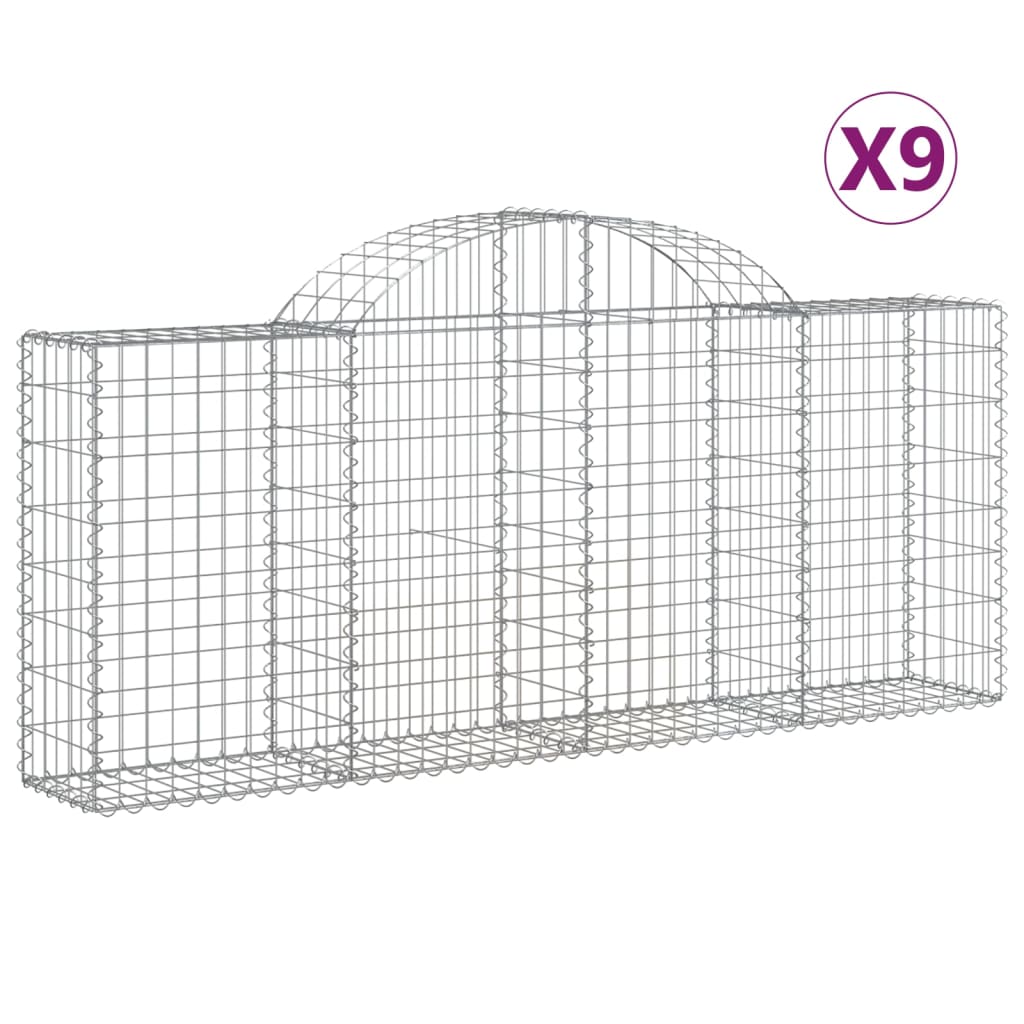 8720845566791_a_en_hd_1 vidaXL Arched Gabion Baskets 9 pcs 200x30x80/100 cm Galvanised Iron - Image 2