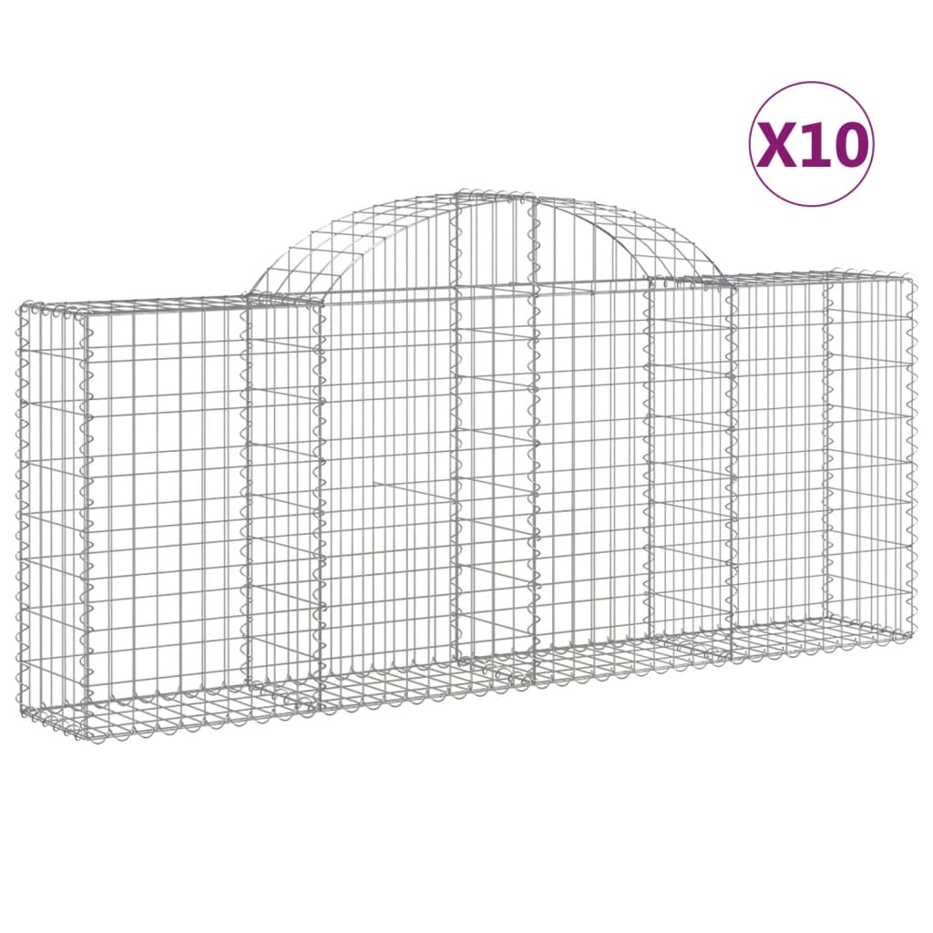 8720845566807_a_en_hd_1 vidaXL Arched Gabion Baskets 10 pcs 200x30x80/100 cm Galvanised Iron - Image 2