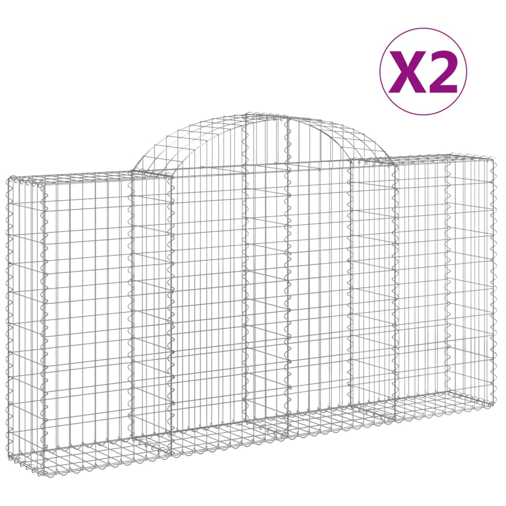 8720845566937_a_en_hd_1 vidaXL Arched Gabion Baskets 2 pcs 200x30x100/120 cm Galvanised Iron - Image 2