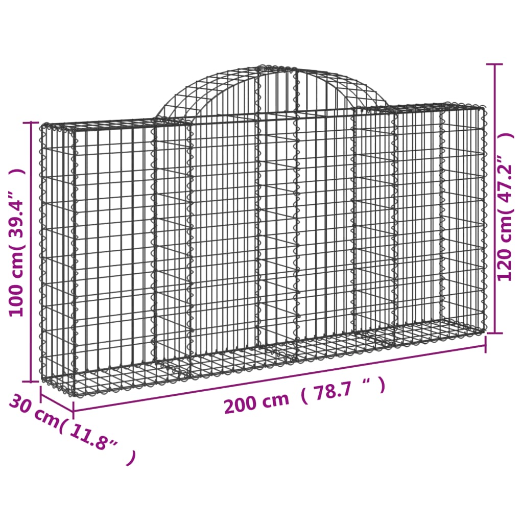 8720845566937_g_en_hd_4 vidaXL Arched Gabion Baskets 2 pcs 200x30x100/120 cm Galvanised Iron - Image 6