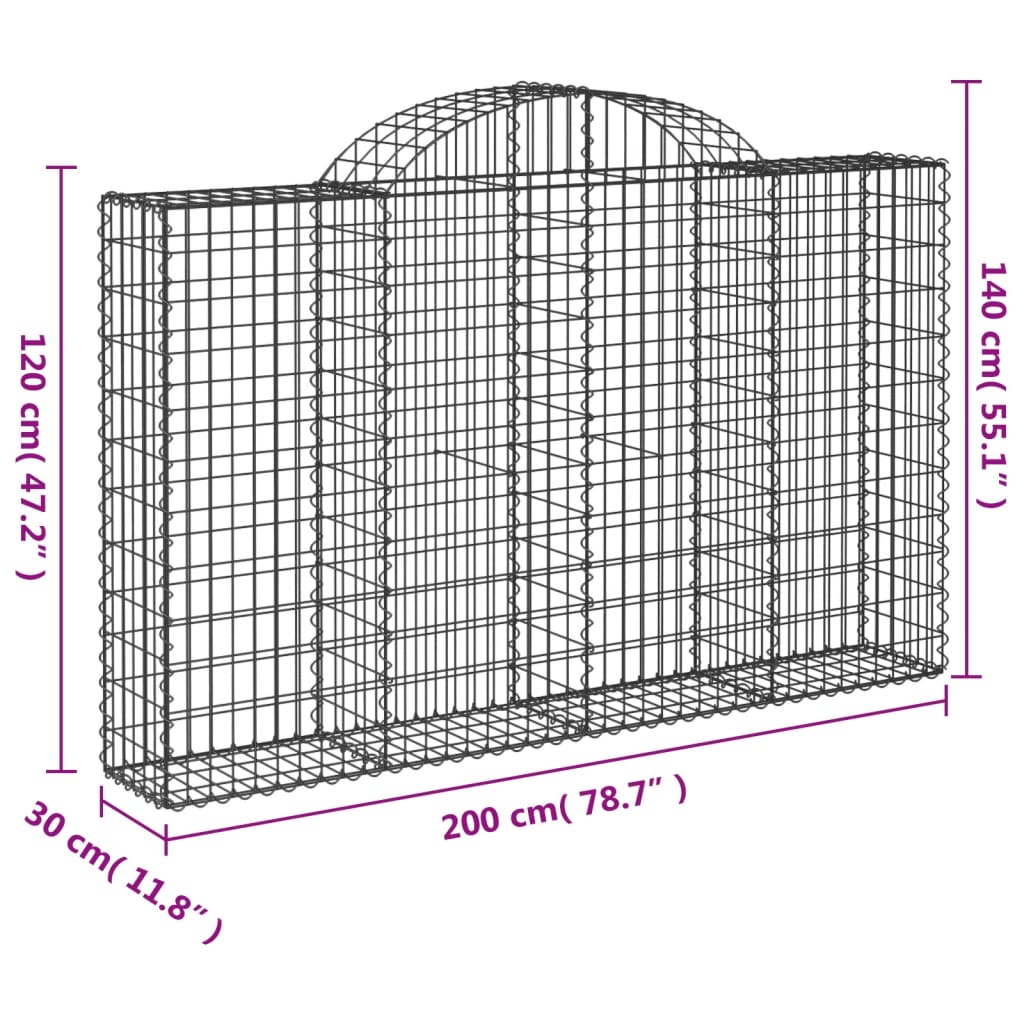 8720845567149_g_en_hd_4 vidaXL Arched Gabion Baskets 2 pcs 200x30x120/140 cm Galvanised Iron - Image 6