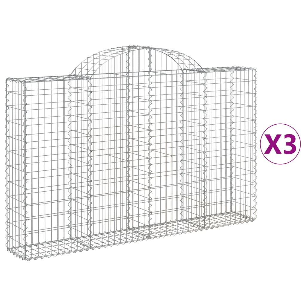 8720845567156_a_en_hd_1 vidaXL Arched Gabion Baskets 3 pcs 200x30x120/140 cm Galvanised Iron - Image 2