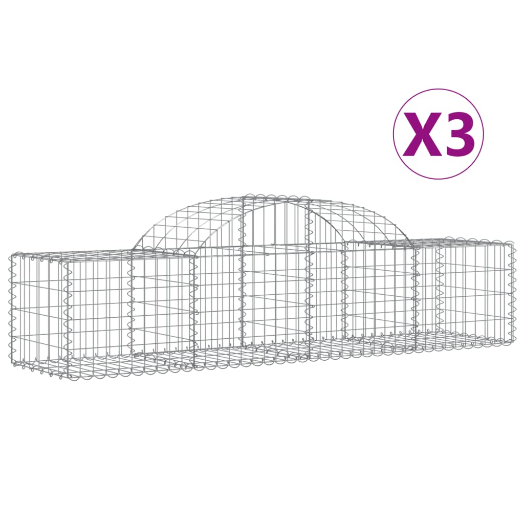 8720845568412_a_en_hd_1 vidaXL Arched Gabion Baskets 3 pcs 200x50x40/60 cm Galvanised Iron - Image 2