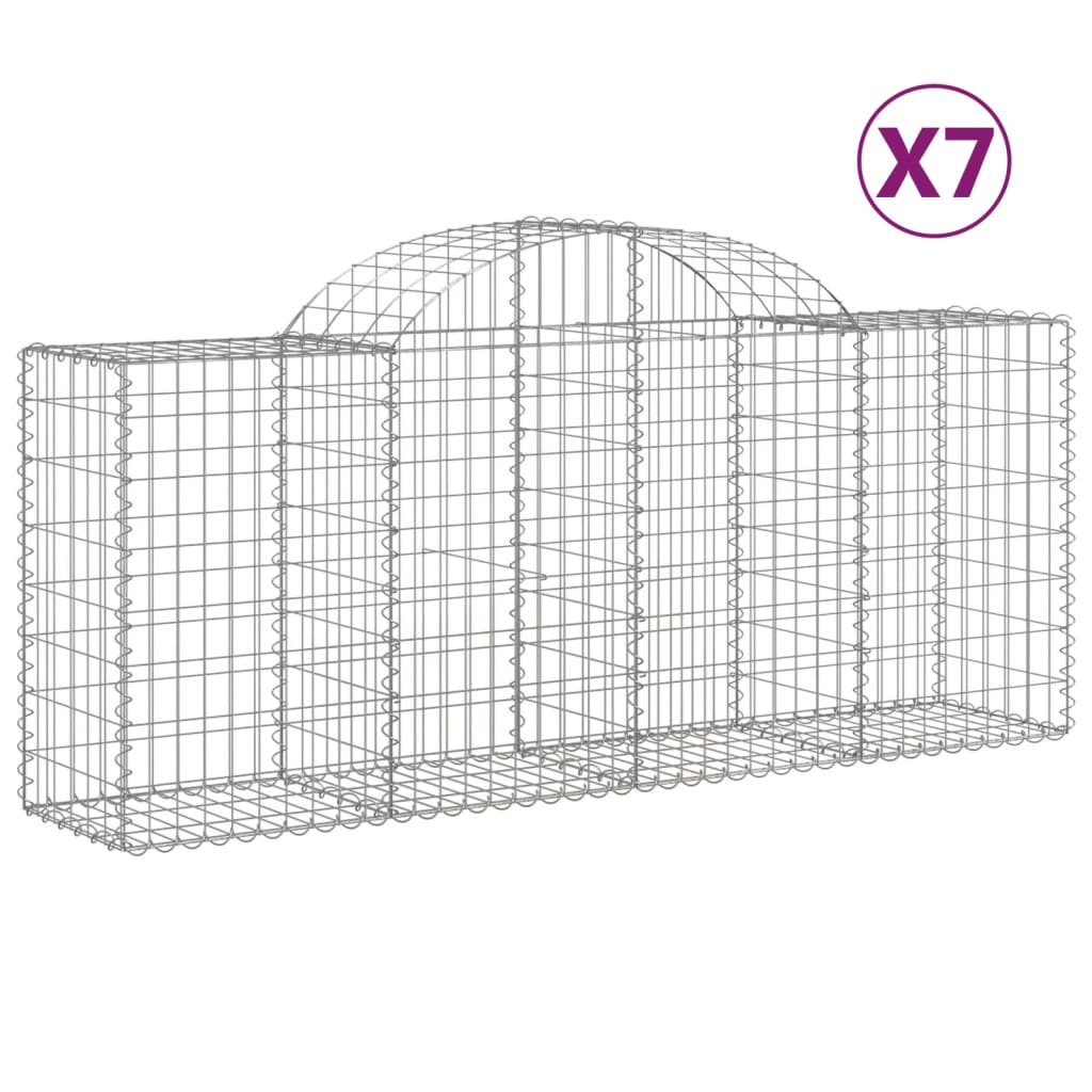 8720845568870_a_en_hd_1 vidaXL Arched Gabion Baskets 7 pcs 200x50x80/100 cm Galvanised Iron - Image 2