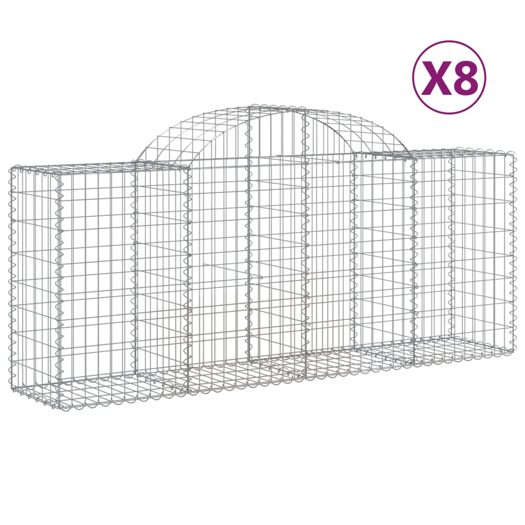 8720845568887_a_en_hd_1 vidaXL Arched Gabion Baskets 8 pcs 200x50x80/100 cm Galvanised Iron - Image 2