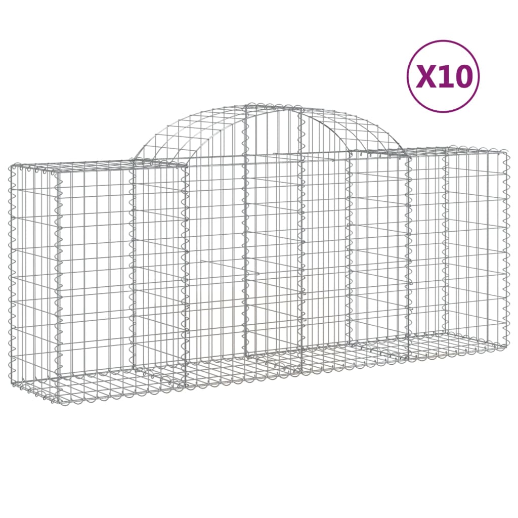 8720845568900_a_en_hd_1 vidaXL Arched Gabion Baskets 10 pcs 200x50x80/100 cm Galvanised Iron - Image 2