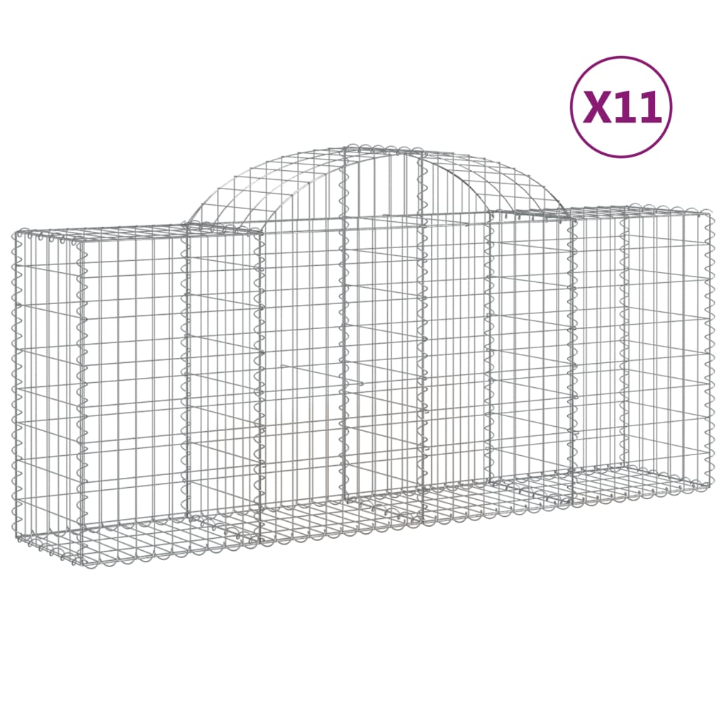 8720845568917_a_en_hd_1 vidaXL Arched Gabion Baskets 11 pcs 200x50x80/100 cm Galvanised Iron - Image 2