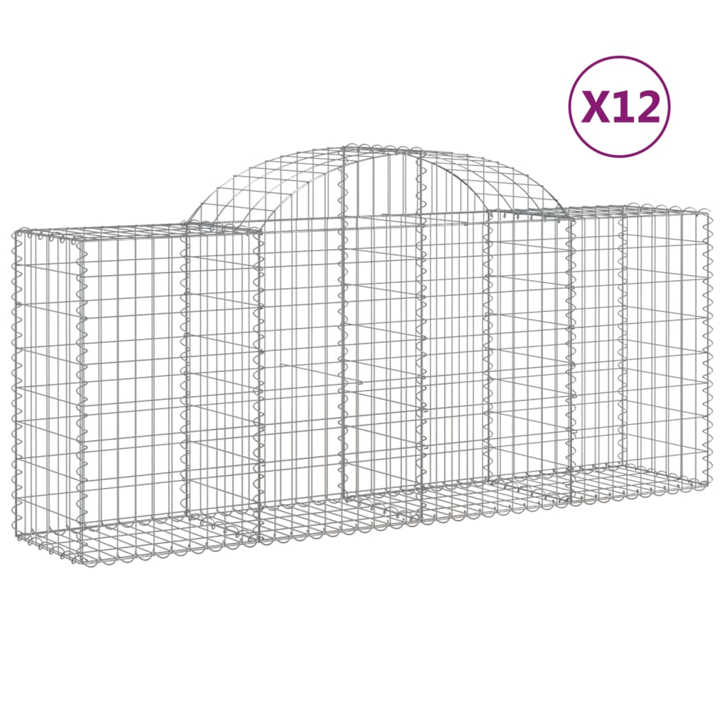 8720845568924_a_en_hd_1 vidaXL Arched Gabion Baskets 12 pcs 200x50x80/100 cm Galvanised Iron - Image 2