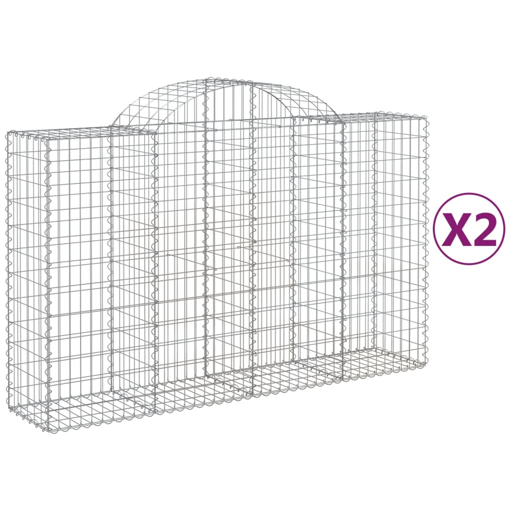 8720845569242_a_en_hd_1 vidaXL Arched Gabion Baskets 2 pcs 200x50x120/140 cm Galvanised Iron - Image 2