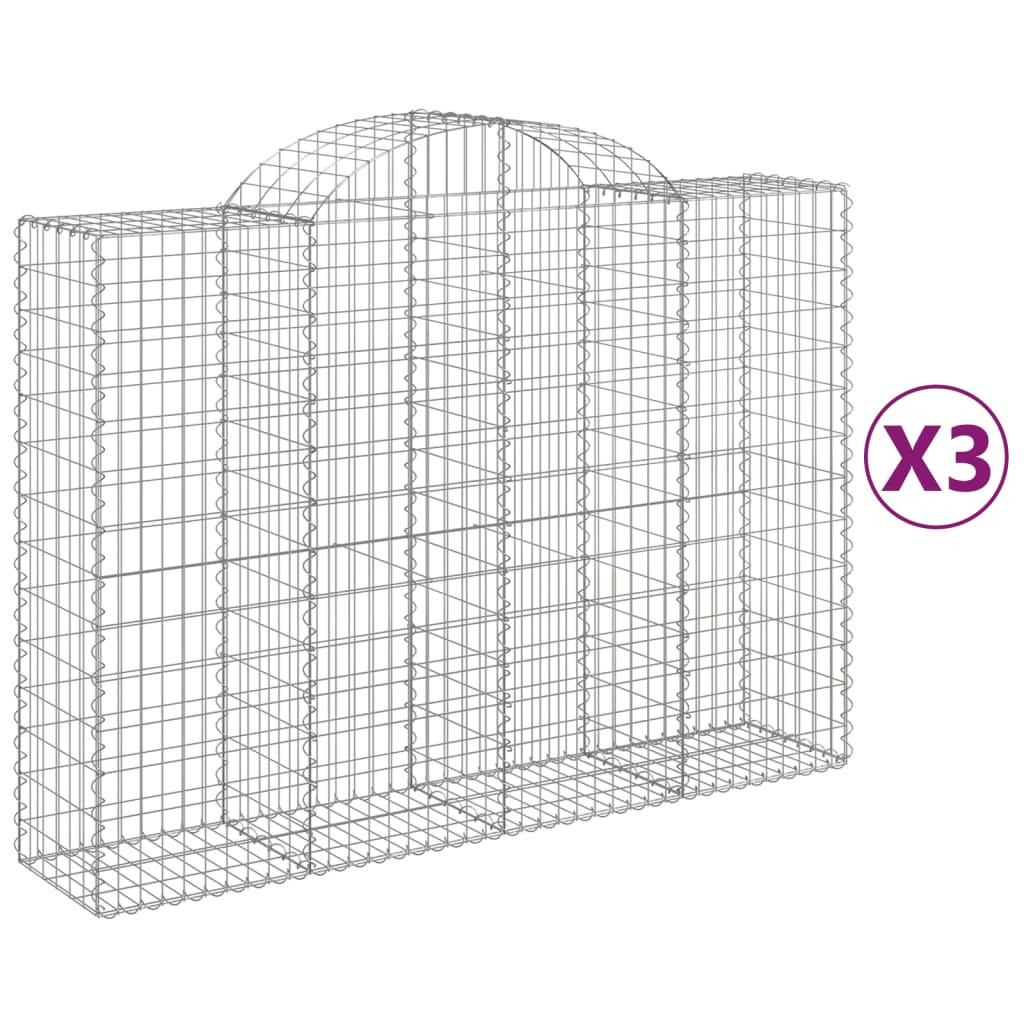 8720845569464_a_en_hd_1 vidaXL Arched Gabion Baskets 3 pcs 200x50x140/160 cm Galvanised Iron - Image 2