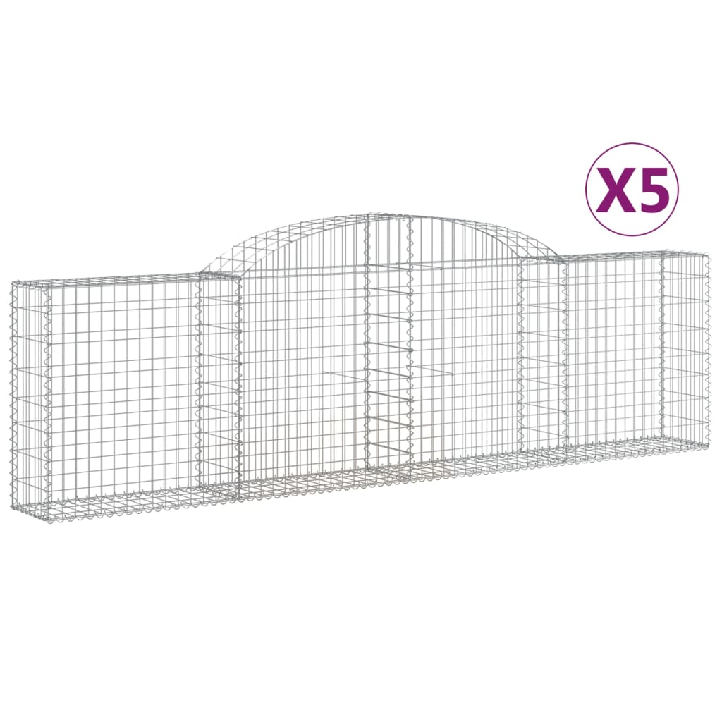 8720845570897_a_en_hd_1 vidaXL Arched Gabion Baskets 5 pcs 300x30x80/100 cm Galvanised Iron - Image 2