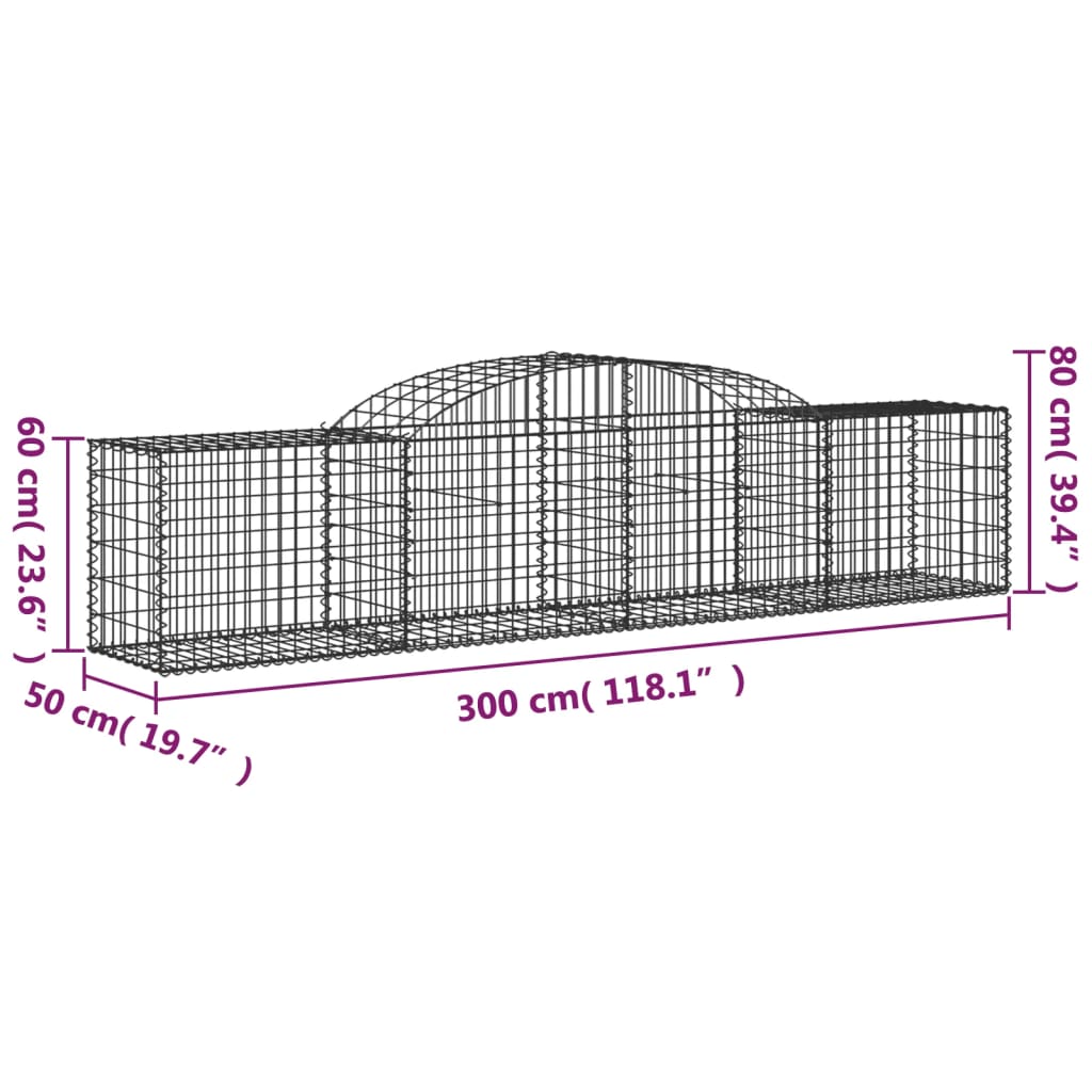 8720845572495_g_en_hd_4 vidaXL Arched Gabion Baskets 3 pcs 300x50x60/80 cm Galvanised Iron - Image 6