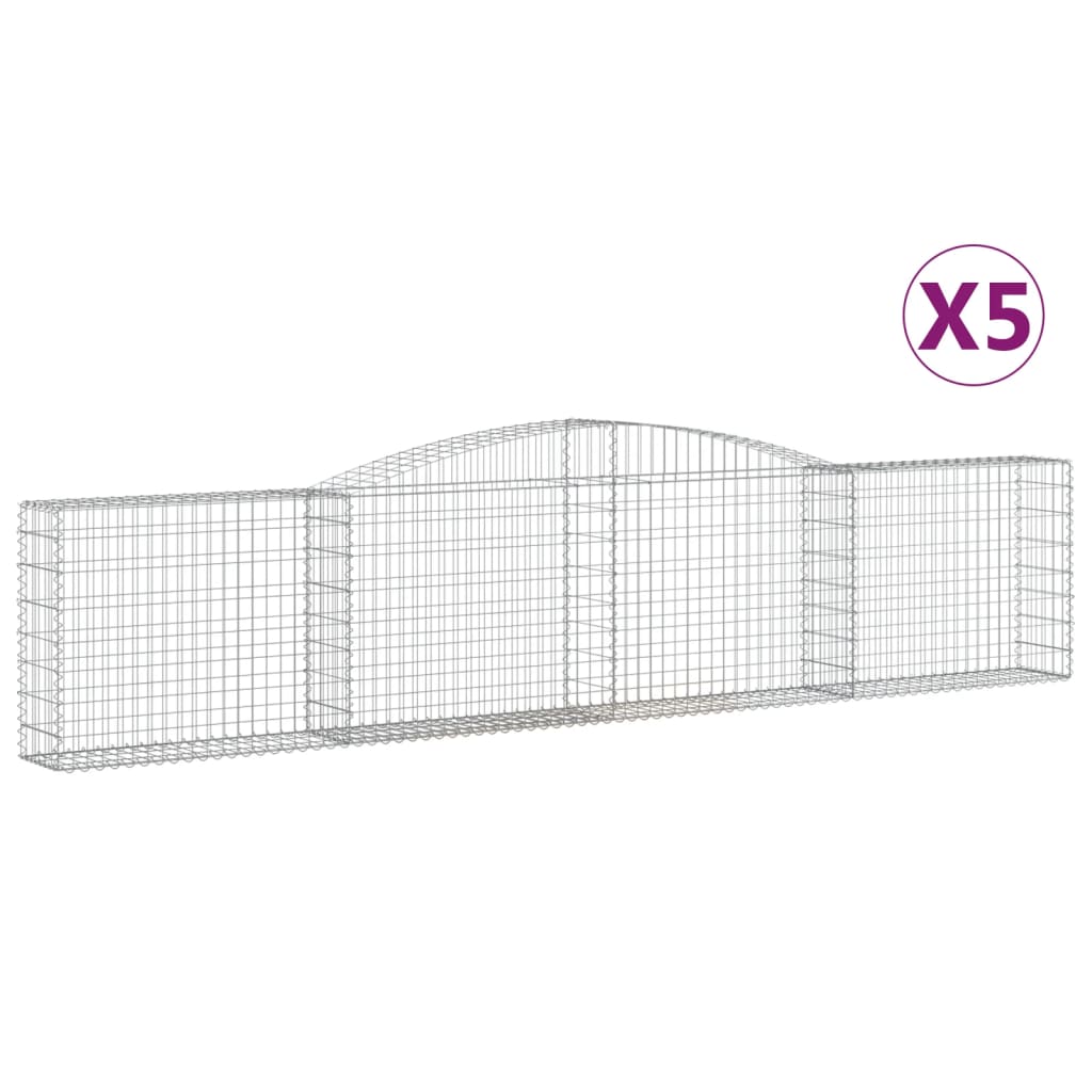 8720845574390_a_en_hd_1 vidaXL Arched Gabion Baskets 5 pcs 400x30x80/100 cm Galvanised Iron - Image 2