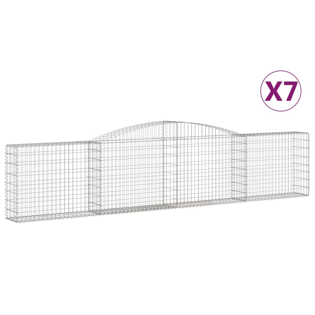 8720845574413_a_en_hd_1 vidaXL Arched Gabion Baskets 7 pcs 400x30x80/100 cm Galvanised Iron - Image 2