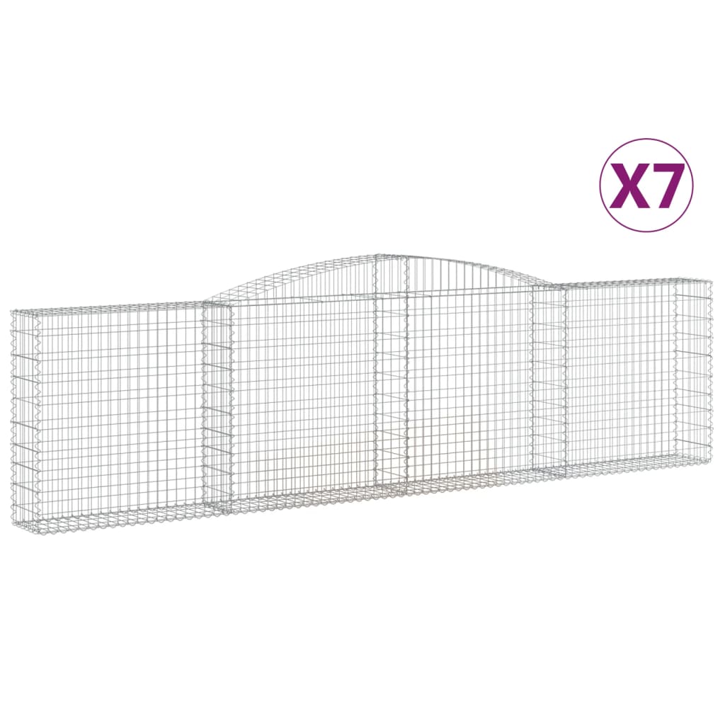 8720845574543_a_en_hd_1 vidaXL Arched Gabion Baskets 7 pcs 400x30x100/120 cm Galvanised Iron - Image 2