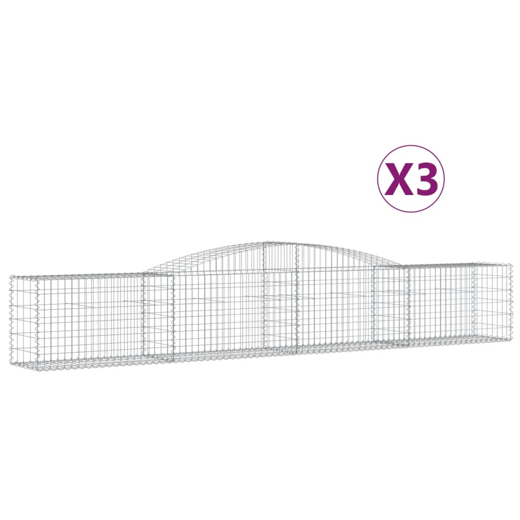 8720845575540_a_en_hd_1 vidaXL Arched Gabion Baskets 3 pcs 400x50x60/80 cm Galvanised Iron - Image 2