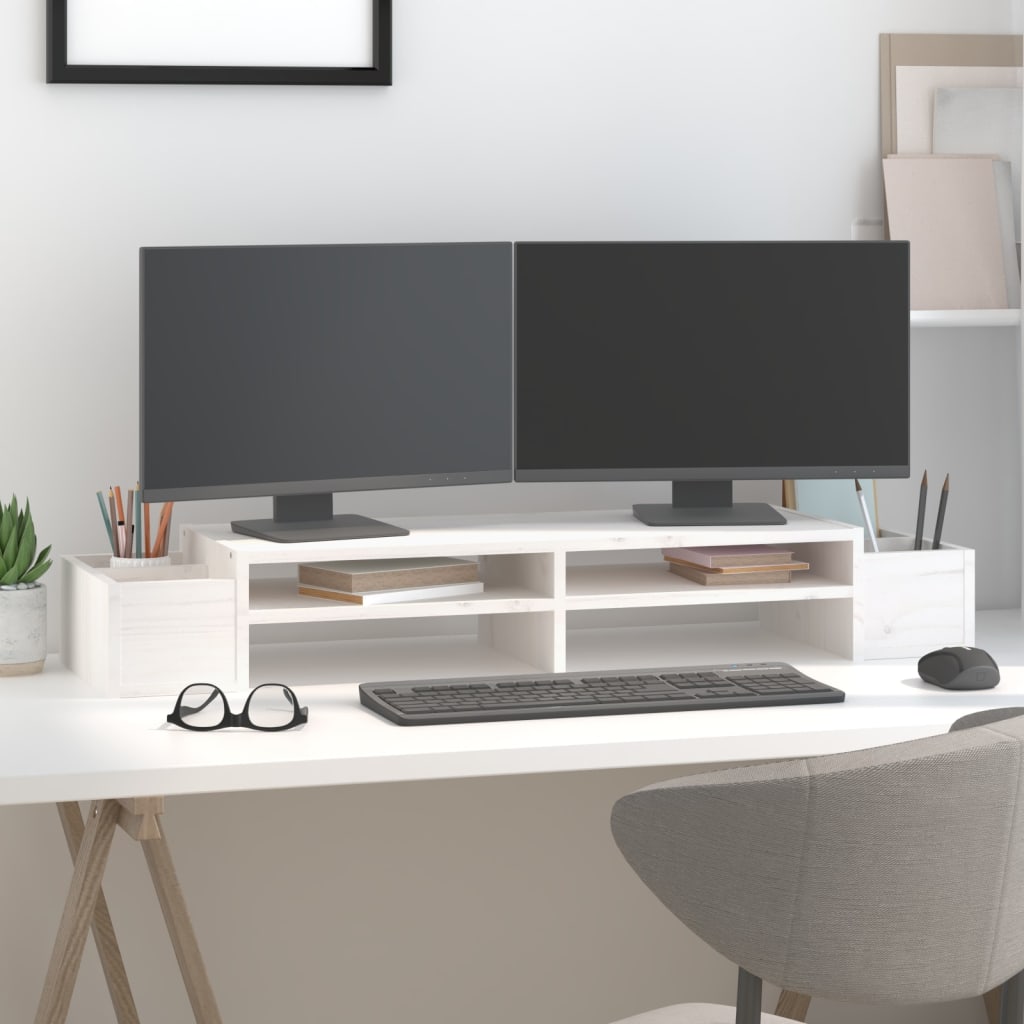 8720845579531_g_en_hd_1 vidaXL Monitor Stand White 100x27.5x15 cm Solid Wood Pine - Image 3