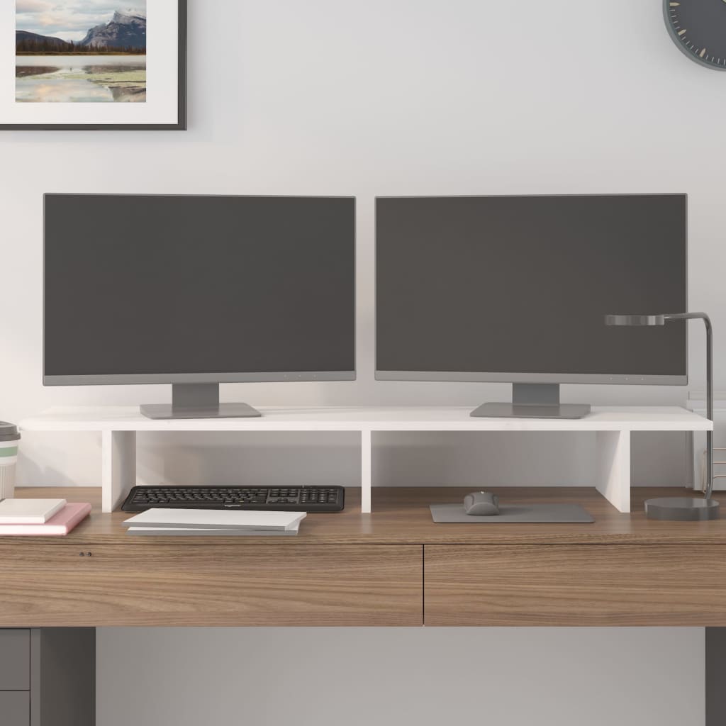 8720845579630_g_en_hd_1 vidaXL Monitor Stand White 100x27x15 cm Solid Wood Pine - Image 4