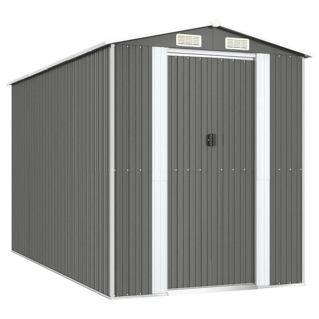 8720845582005_a_en_hd_1 vidaXL Garden Shed Light Grey 192x357x223 cm Galvanised Steel - Image 2
