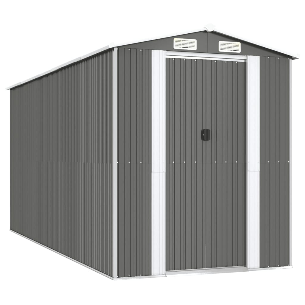 8720845582012_a_en_hd_1 vidaXL Garden Shed Light Grey 192x440x223 cm Galvanised Steel - Image 2