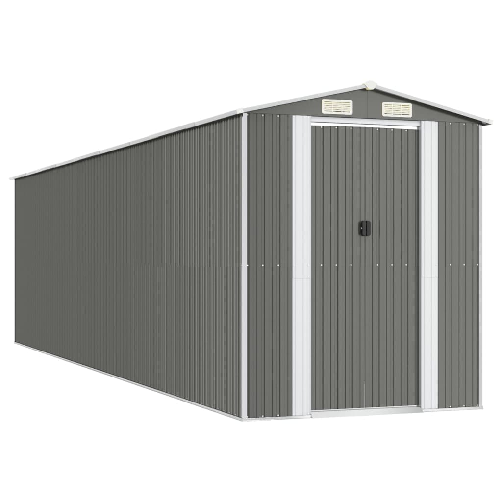 8720845582050_a_en_hd_1 vidaXL Garden Shed Light Grey 192x772x223 cm Galvanised Steel - Image 2