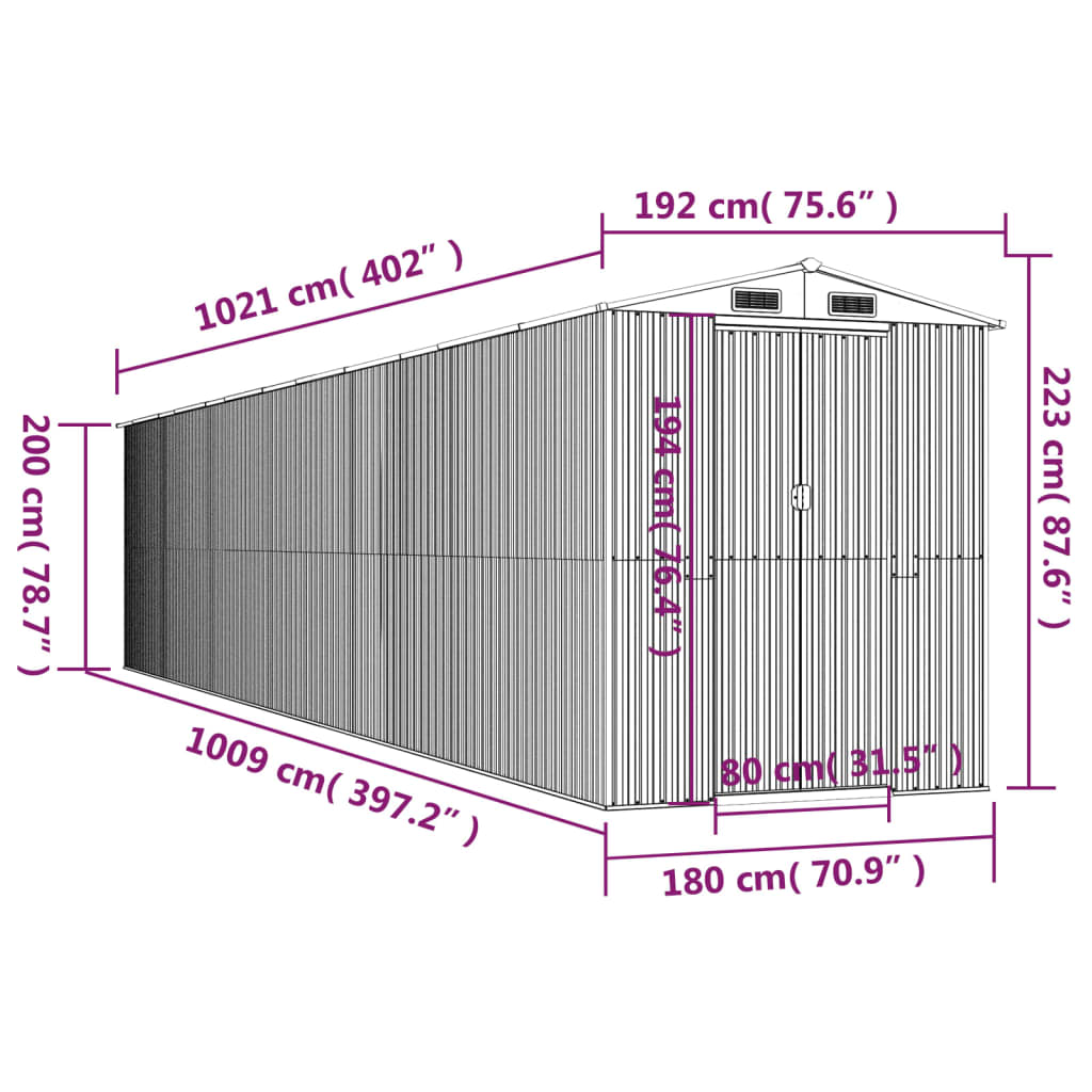 8720845582197_g_en_hd_6 vidaXL Garden Shed Anthracite 192x1021x223 cm Galvanised Steel - Image 8