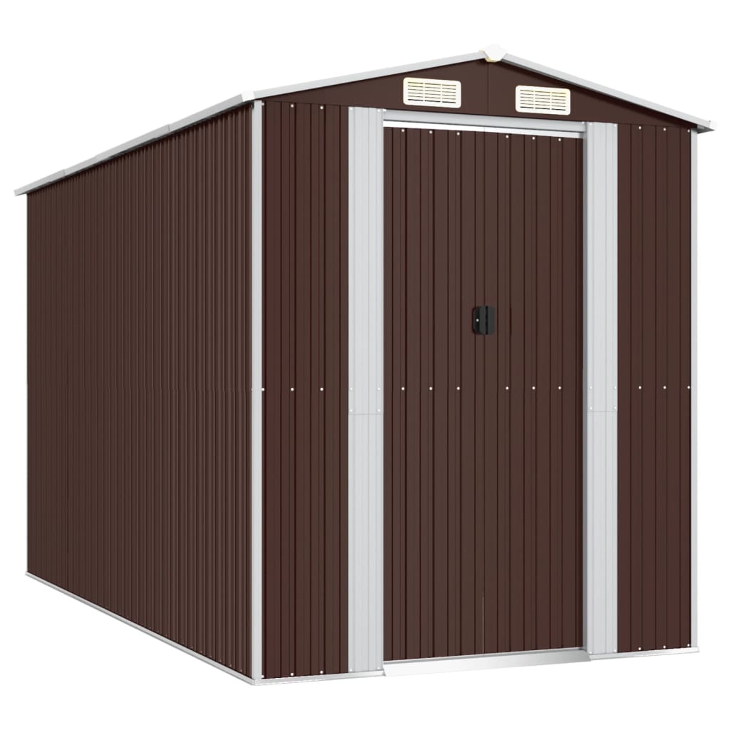 8720845582227_a_en_hd_1 vidaXL Garden Shed Dark Brown 192x357x223 cm Galvanised Steel - Image 2