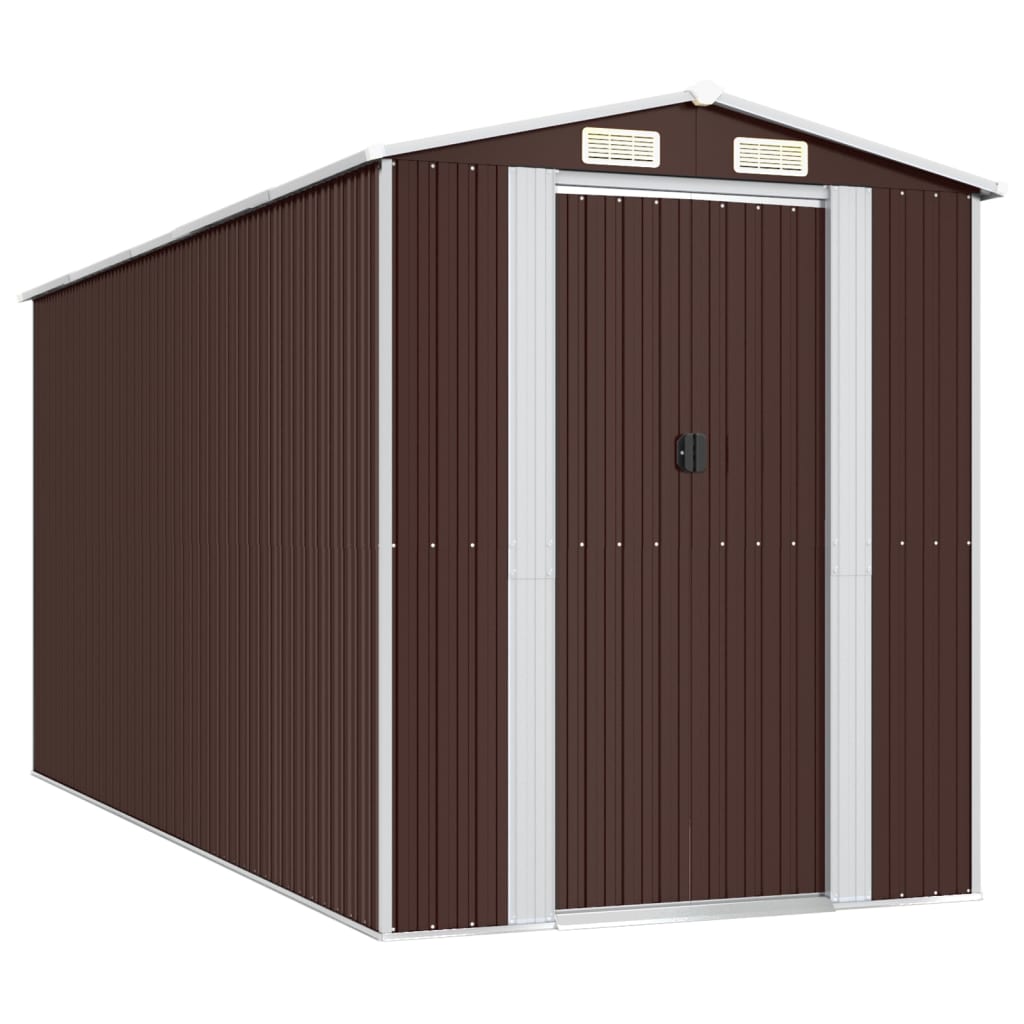 8720845582234_a_en_hd_1 vidaXL Garden Shed Dark Brown 192x440x223 cm Galvanised Steel - Image 2