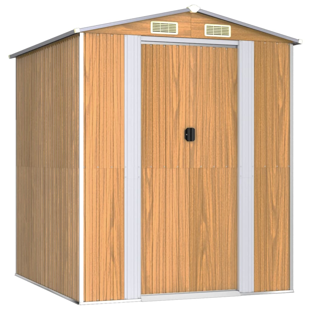 8720845582319_a_en_hd_1 vidaXL Garden Shed Light Brown 192x191x223 cm Galvanised Steel - Image 2