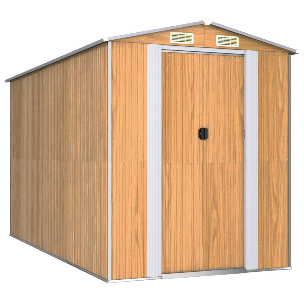 8720845582333_a_en_hd_1 vidaXL Garden Shed Light Brown 192x357x223 cm Galvanised Steel - Image 2