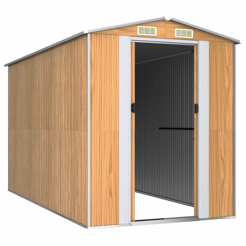 8720845582333_g_en_hd_1 vidaXL Garden Shed Light Brown 192x357x223 cm Galvanised Steel - Image 3