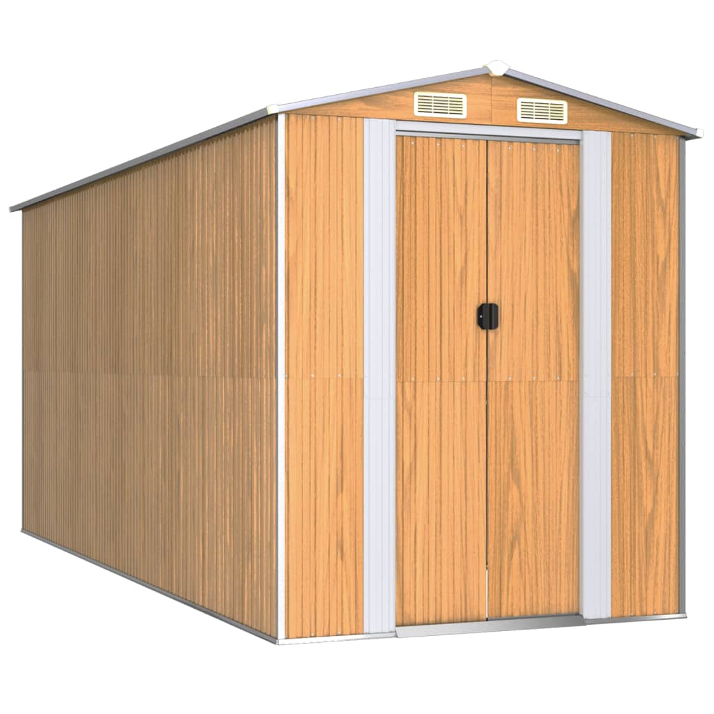 8720845582340_a_en_hd_1 vidaXL Garden Shed Light Brown 192x440x223 cm Galvanised Steel - Image 2