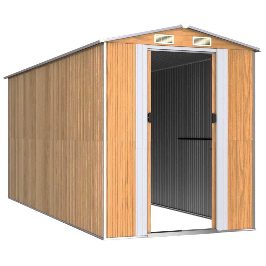 8720845582340_g_en_hd_1 vidaXL Garden Shed Light Brown 192x440x223 cm Galvanised Steel - Image 3