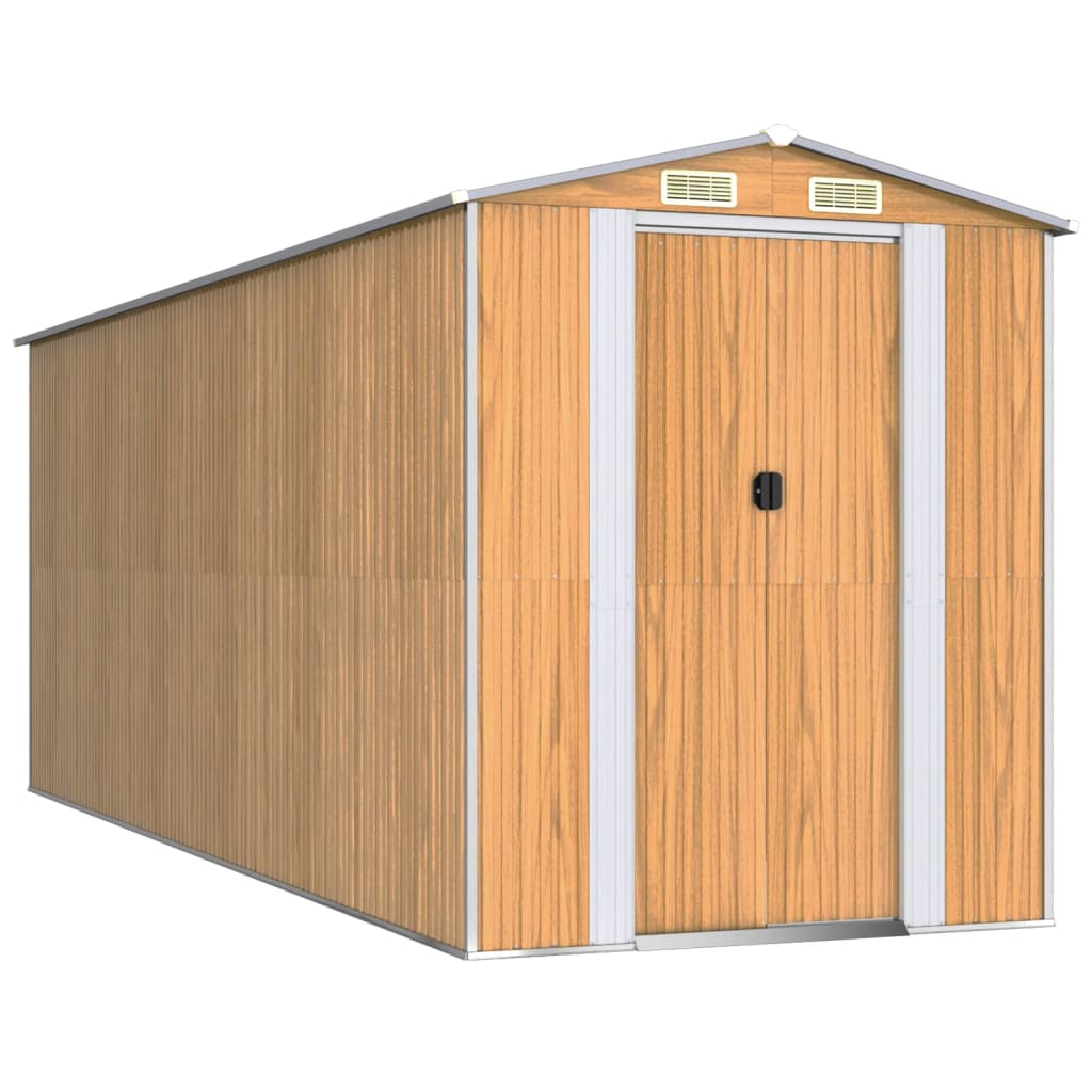 8720845582357_a_en_hd_1 vidaXL Garden Shed Light Brown 192x523x223 cm Galvanised Steel - Image 2