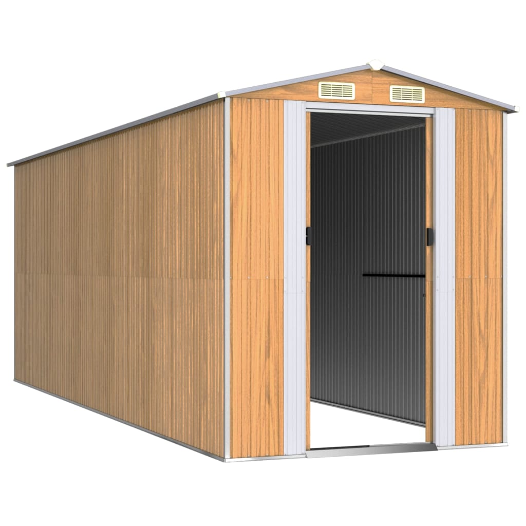 8720845582357_g_en_hd_1 vidaXL Garden Shed Light Brown 192x523x223 cm Galvanised Steel - Image 3