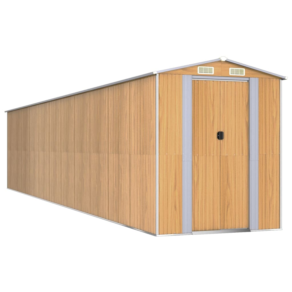 8720845582401_a_en_hd_1 vidaXL Garden Shed Light Brown 192x938x223 cm Galvanised Steel - Image 2