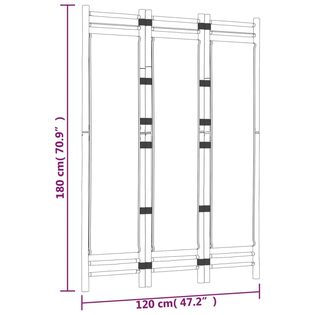 8720845600624_g_en_hd_7 vidaXL Folding 3-Panel Room Divider 120 cm Bamboo and Canvas - Image 9