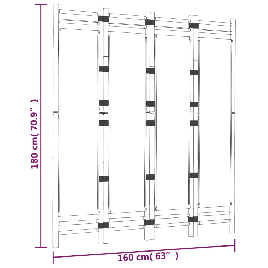 8720845600631_g_en_hd_7 vidaXL Folding 4-Panel Room Divider 160 cm Bamboo and Canvas - Image 9