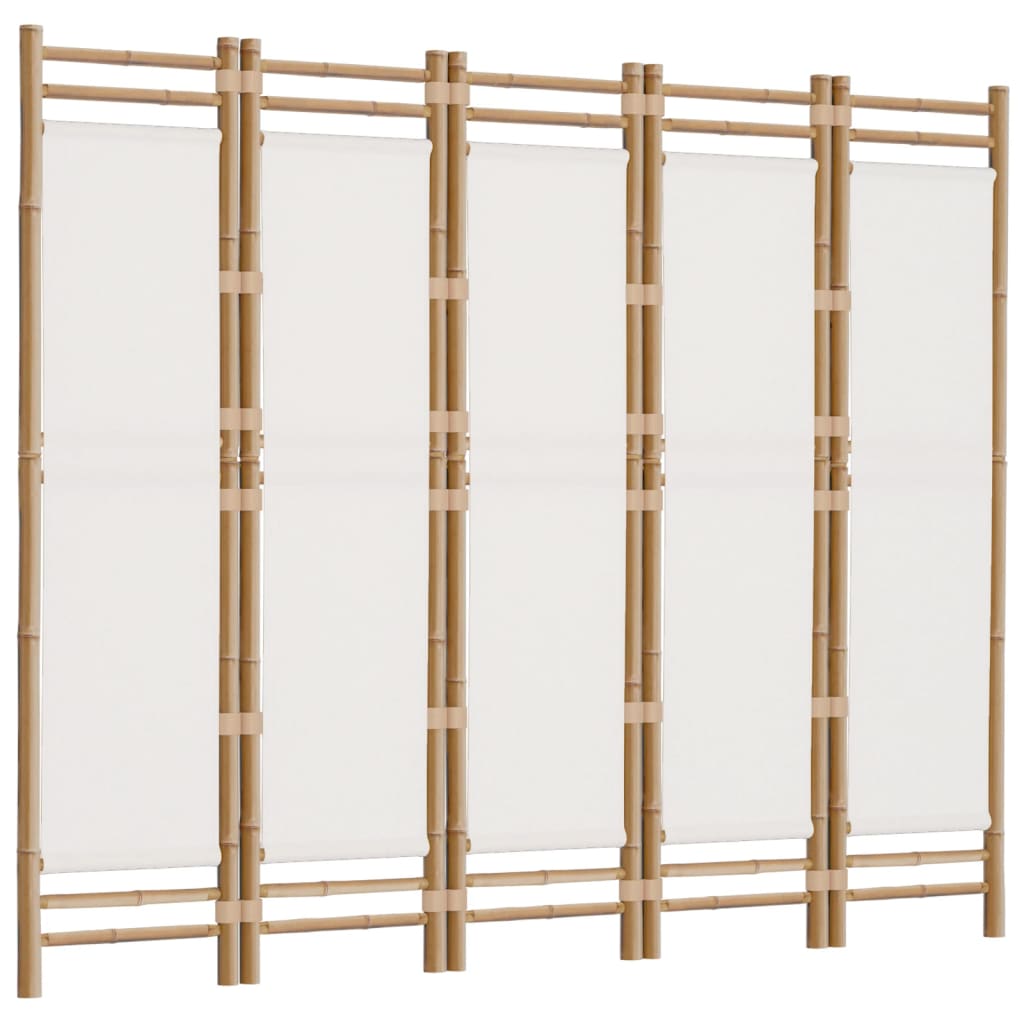 8720845600648_g_en_hd_1 vidaXL Folding 5-Panel Room Divider 200 cm Bamboo and Canvas - Image 3