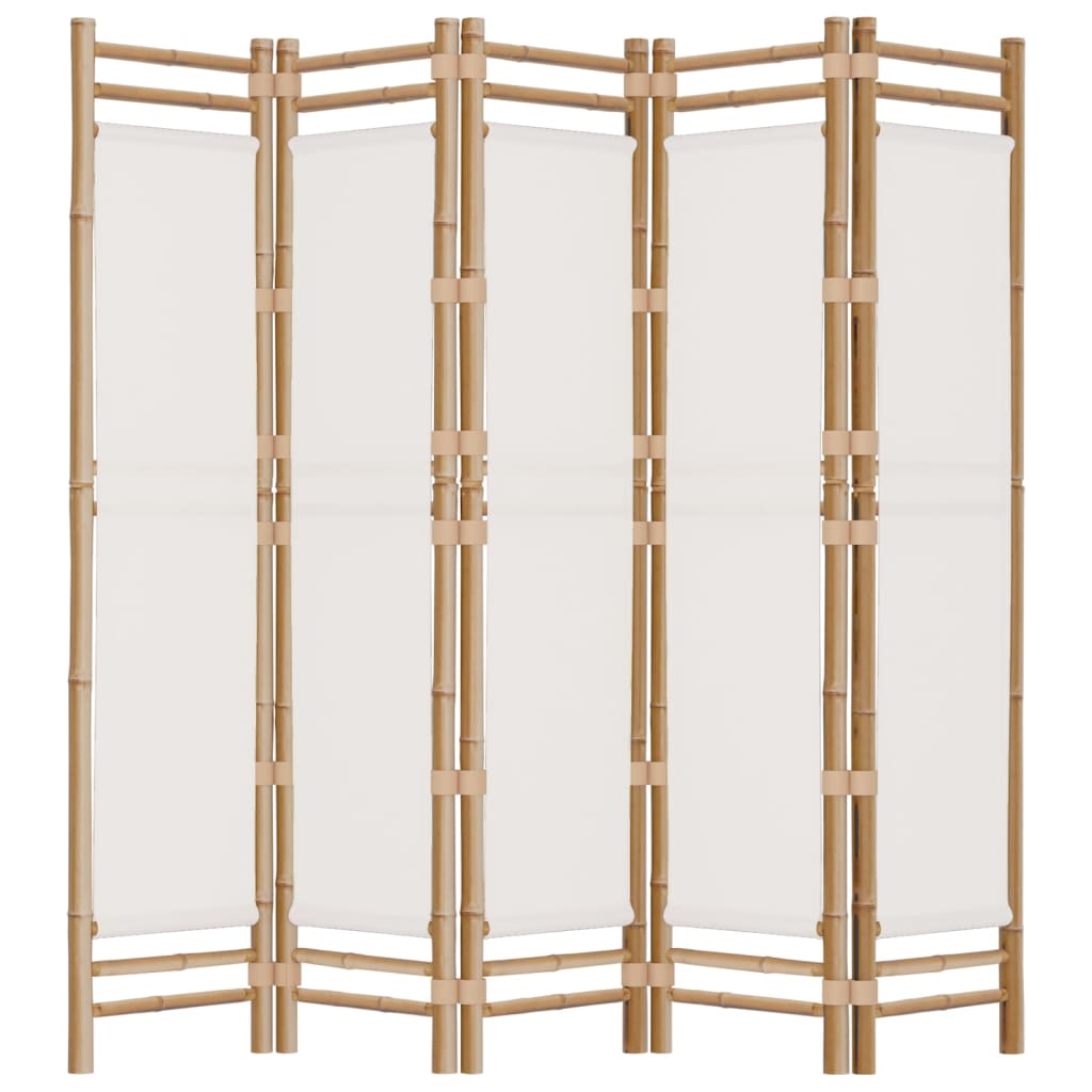 8720845600648_g_en_hd_3 vidaXL Folding 5-Panel Room Divider 200 cm Bamboo and Canvas - Image 5