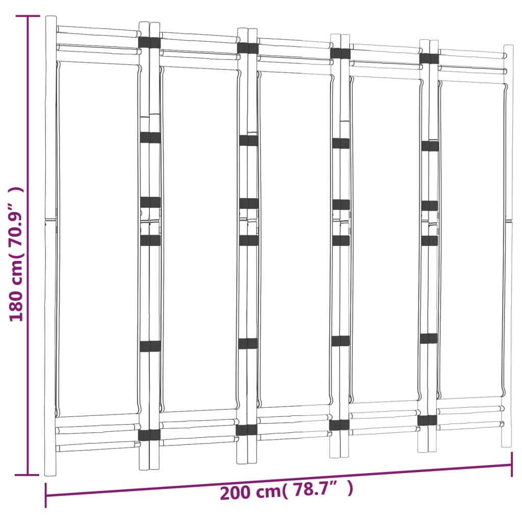 8720845600686_g_en_hd_7 vidaXL Folding 5-Panel Room Divider 200 cm Bamboo and Canvas - Image 9