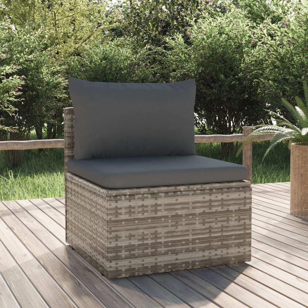8720845600716_m_en_hd_1 vidaXL Garden Middle Sofa with Cushion Grey 57x57x56 cm Poly Rattan - Image 1