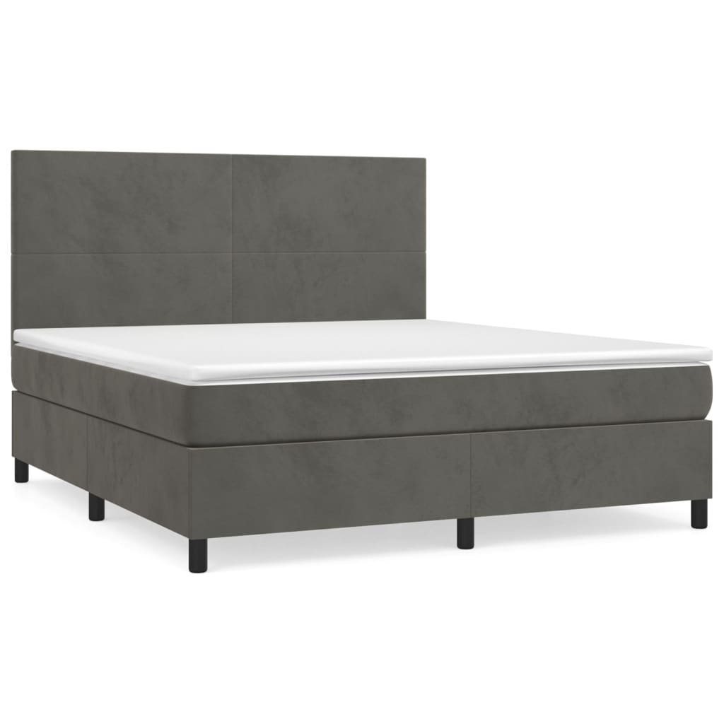 8720845602482_a_en_hd_1 vidaXL Box Spring Bed with Mattress Dark Grey 153x203 cm Queen Size Velvet - Image 2