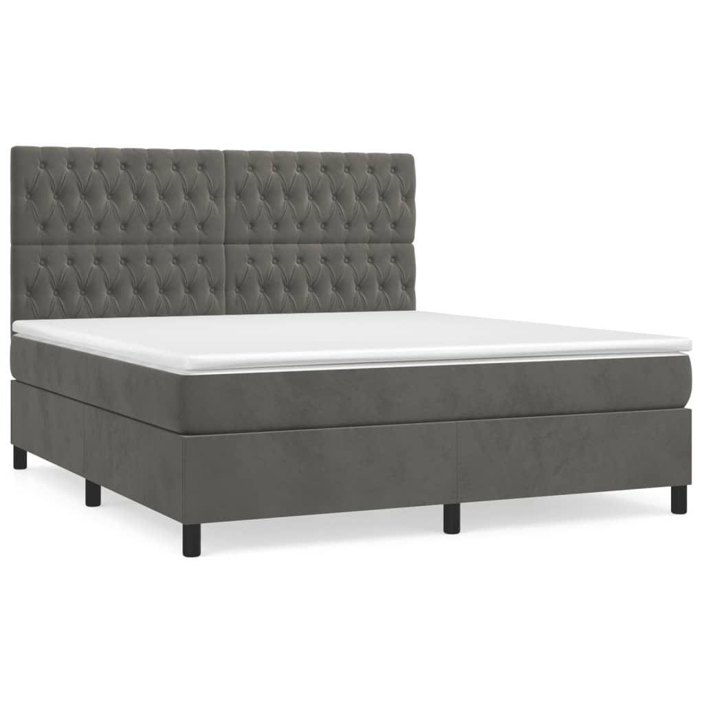 8720845602635_a_en_hd_1 vidaXL Box Spring Bed with Mattress Dark Grey 153x203 cm Queen Size Velvet - Image 2