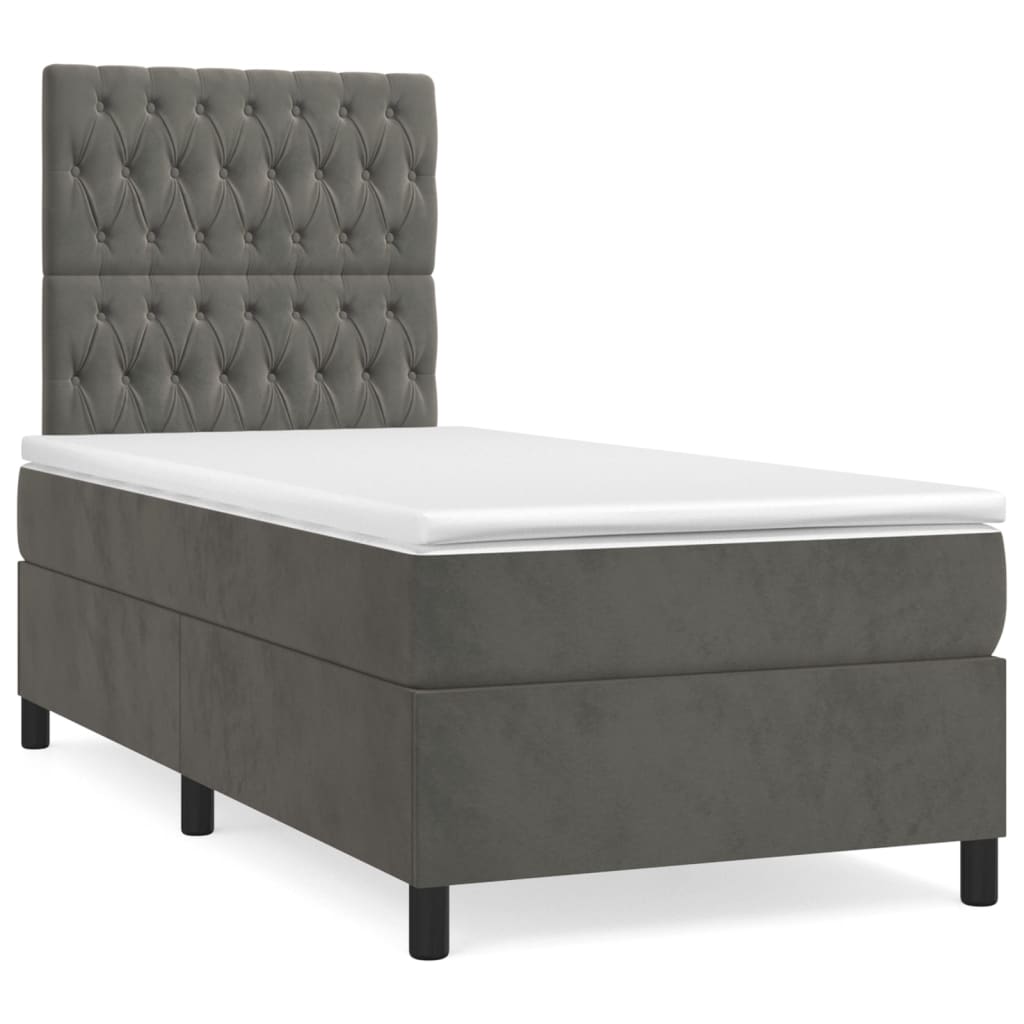 8720845602642_a_en_hd_1 vidaXL Box Spring Bed with Mattress Dark Grey 106x203 cm King Single Size Velvet - Image 2