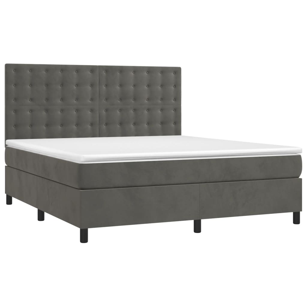 8720845602666_g_en_hd_1 vidaXL Box Spring Bed with Mattress Dark Grey 153x203 cm Queen Size Velvet - Image 3